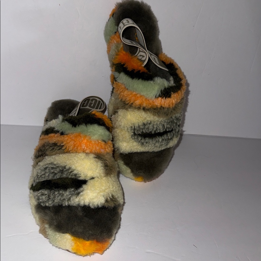 NWOT UGG 1118164 Fluff Yeah Slide Cali Collage Slipper Camouflage Women’s Size 7